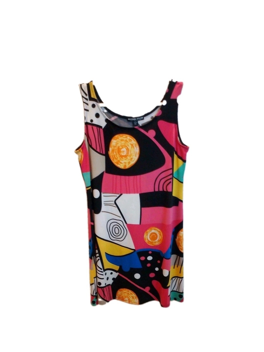 Michael Tyler Collections Abstract Geometric Art Print Dress L Large Bold Multic